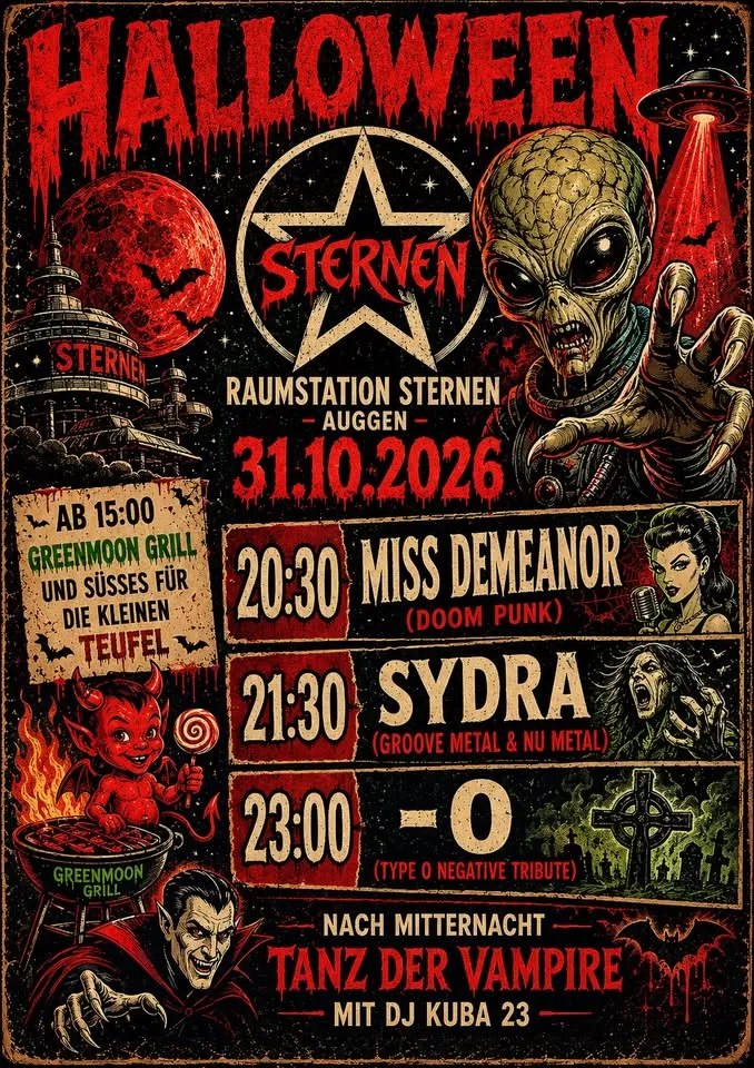 Halloween: Type O Negative Tribute / Sydra / Miss Demeanor – Raumstation Sternen Freiburg im Breisgau